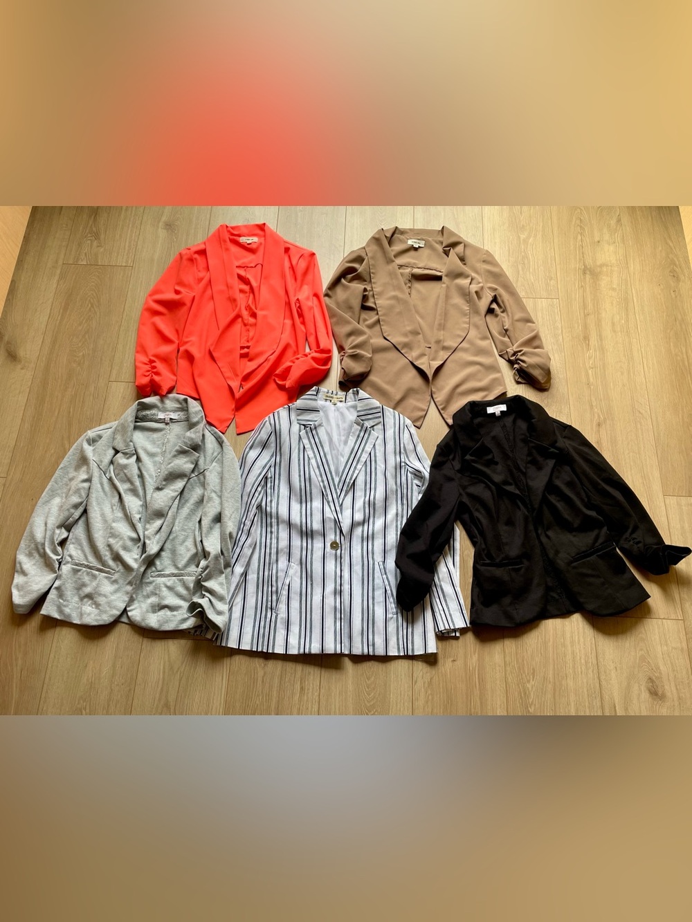 Business casual blazer bundle - coral, beige, striped, black and gray